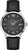 Montre homme avec bracelet en cuir noir, boîtier argenté et cadran noir