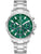Herren-Chronograph mit grünem Zifferblatt, Stahlarmband und silberner Lünette