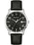 Bulova Armbanduhr mit Edelstahlgehäuse, schwarzem Zifferblatt und Datumsanzeige, Lederband