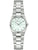 Bulova Damenarmbanduhr mit silbernem Metallarmband und weißem Perlmutt-Zifferblatt