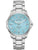 Damenarmbanduhr Bulova mit Edelstahlband, hellblauem Zifferblatt und Diamantindizes
