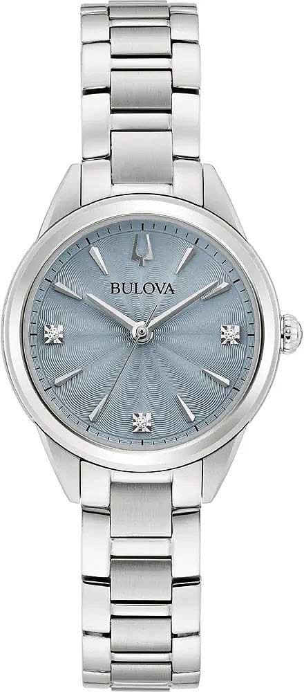 Bulova Sutton 96P255 Montre Femme • Véritable Diamant • Cadran Bleu Gris Raffiné