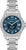 Montre pour femme avec cadran bleu, lunette en diamant et bracelet en acier, affichage de la date à 18h