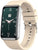 Smartwatch mit beigem Silikonarmband und grünem Zifferblatt, rechteckiges Display