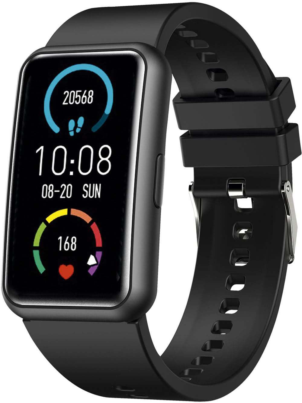 Atlanta Smartwatch 9720 Damenuhr mit schwarzem Silikonarmband und rechteckigem Display