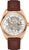 Herrenarmbanduhr mit skelettiertem Zifferblatt, Automatikwerk, braunes Lederband