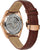 Herrenarmbanduhr mit braunem Lederband und roségoldfarbener Gehäusekante