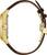 Vue de face de la montre pour homme avec boîtier doré et bracelet en cuir marron
