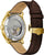 Montre homme squelette dorée avec bracelet en cuir marron