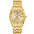 Bulova Herrenuhr mit goldenem Metallarmband, beigem Zifferblatt, Wochentag & Datum