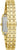 Montre Bulova pour femme avec boîtier doré, couronne latérale et bracelet en acier inoxydable