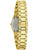 Bulova Damenarmbanduhr mit goldenem Gehäuse, seitlicher Krone und Metallarmband