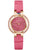 Bulova Damenuhr mit roségoldenem Gehäuse, rosafarbenem Zifferblatt und pinkem Lederarmband