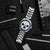 Bracelet de montre pour homme en acier inoxydable, cadran bleu et chronographe