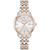 Bulova Damenuhr mit silbernem Zifferblatt und bicolor Metallarmband, römische Zahlen