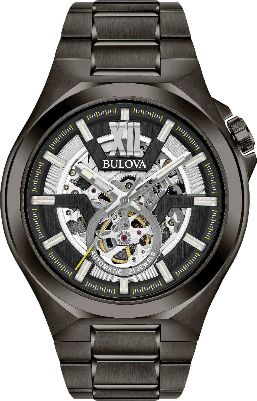Bulova Maquina 98A179 Montre Homme • Mouvement Automatique • Cadran Squelette