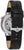 Montre homme avec bracelet en cuir noir et boîtier ouvert avec mécanisme visible