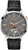 Montre pour homme avec bracelet en cuir noir, boîtier argenté et cadran gris