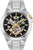 Bulova Automatikuhr mit silbernem Edelstahlarmband, schwarzem Zifferblatt und Open-Heart-Design