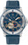 Montre homme avec bracelet en silicone bleu et cadran bleu, boîtier argenté