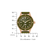 Bracelet de montre pour homme avec cadran vert, lunette or rose et index