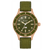 Bracelet de montre pour homme avec cadran vert, lunette en or rose et bracelet en textile vert