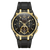 Herrenchronograph Bulova mit schwarzem Ziffernblatt, goldenen Akzenten und schwarzem Armband