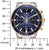 Montre homme avec cadran bleu, sous-cadrans chronographes et aiguilles or rose