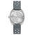 Bulova Herrenuhr mit silbernem Gehäuseboden und grauem Armband mit Nieten