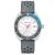 Bulova Herrenuhr mit weißem Zifferblatt, blauer Lünette und grauem Armband