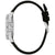 Seitenansicht Herrenarmbanduhr mit silbernem Edelstahlgehäuse und schwarzem Kautschukband