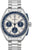 Bracelet de montre pour homme en acier inoxydable argenté, cadran bleu et blanc, avec chronographe