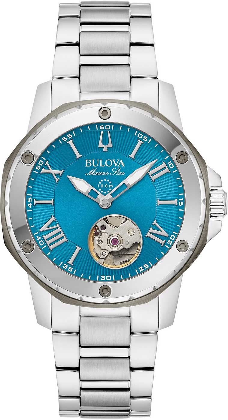 Montre Bulova Marine Star pour femme avec cadran turquoise et bracelet en acier inoxydable