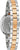 Montre pour femme avec bracelet bicolore en métal et boîtier latéral gravé