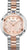 Damenuhr mit roségoldfarbenem Zifferblatt, Diamant-Details und Edelstahlband