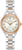Montre Bulova pour femme avec bracelet métallique bicolore, cadran rond beige et trois diamants