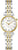 Zweifarbige Armbanduhr mit Perlmuttzifferblatt, gold-silberfarbenem Metallband und 11 Diamanten