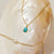 Collier doré avec perles et pendentif turquoise, multirangs