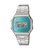 Casio Vintage-Armbanduhr blaugrünes LCD mit Metallarmband