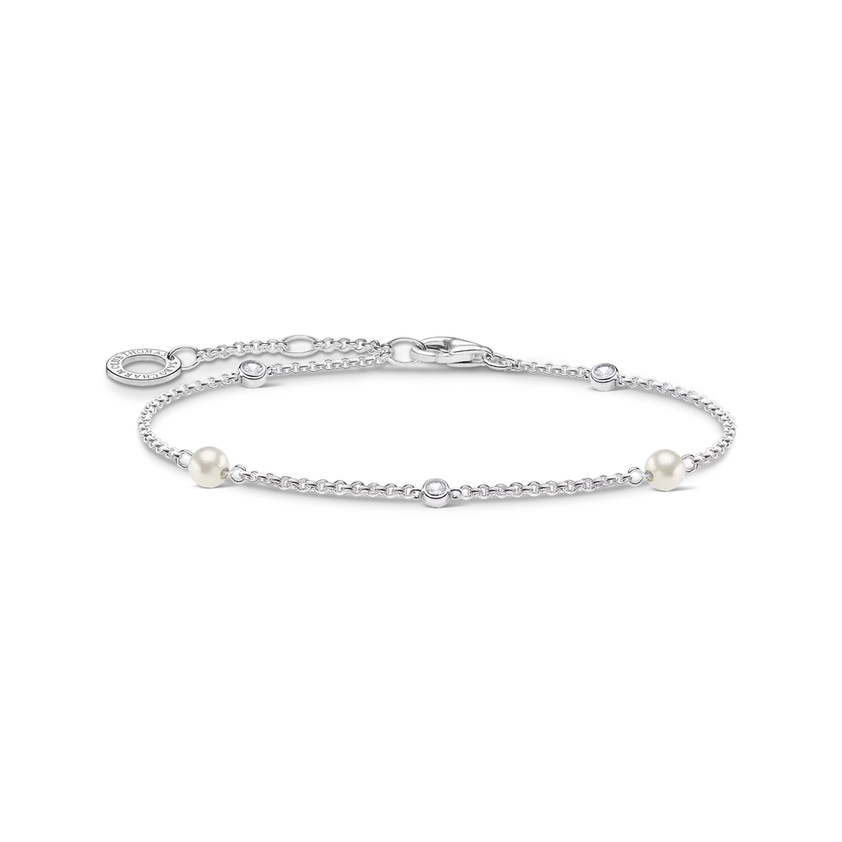 925-Sterlingsilber-Armband mit Perlen und Steinchen, verstellbarer Verschluss