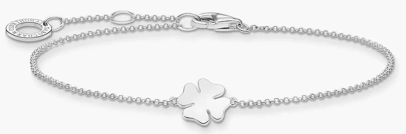 Bracelet en argent avec breloque trèfle et fermoir chaîne