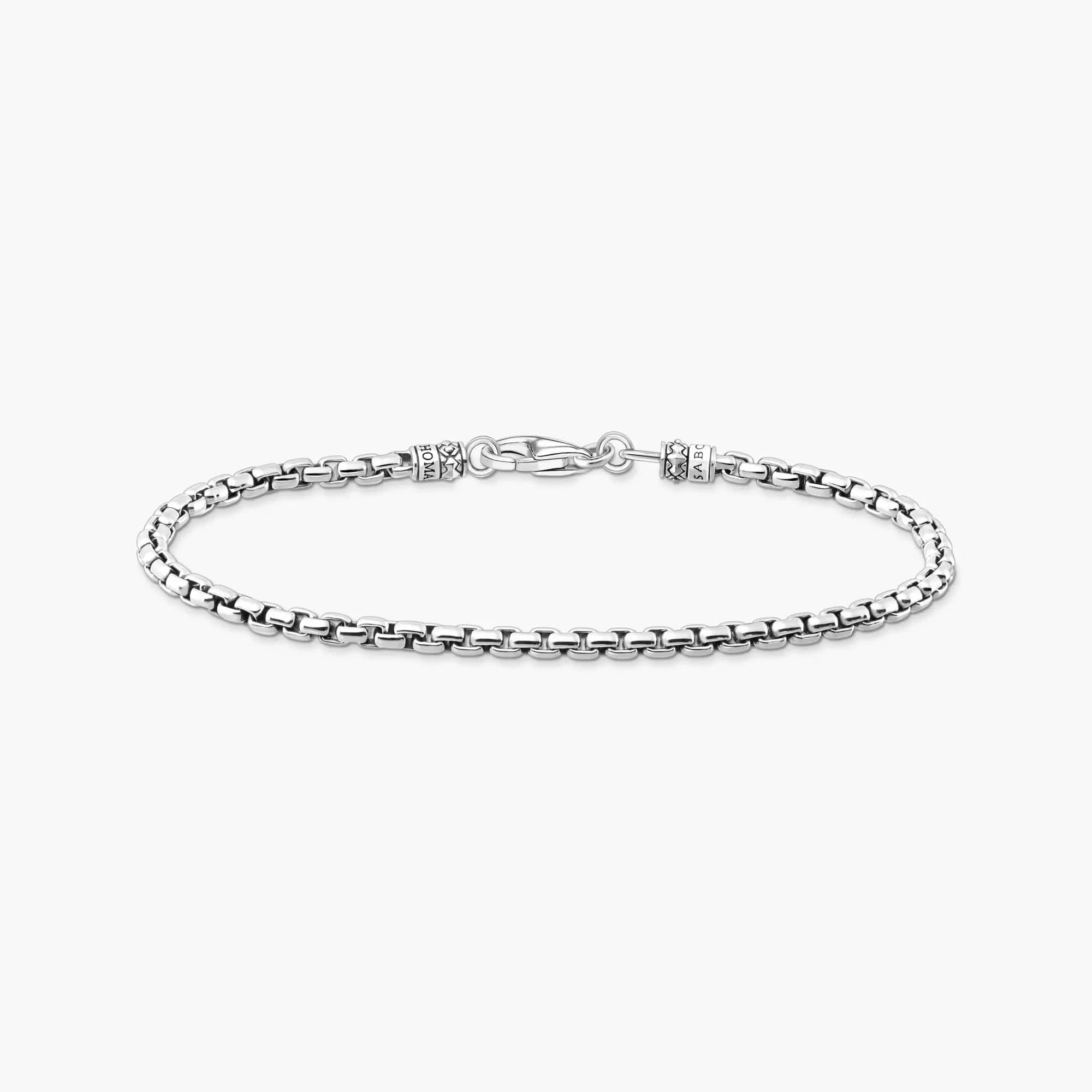 Bracelet à maillons argentés avec finition noire et fermoir