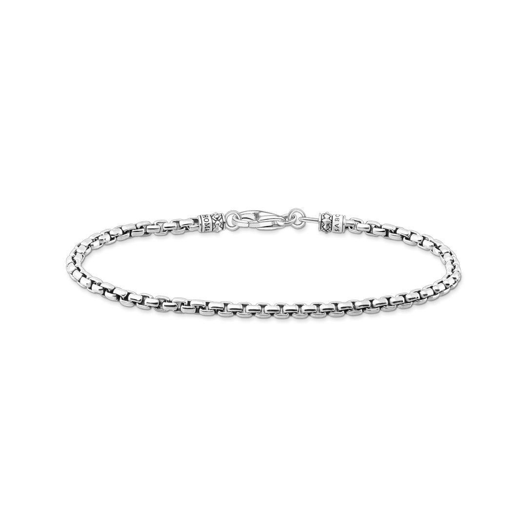 Bracelet homme avec maillons argentés noircis et fermoir mousqueton