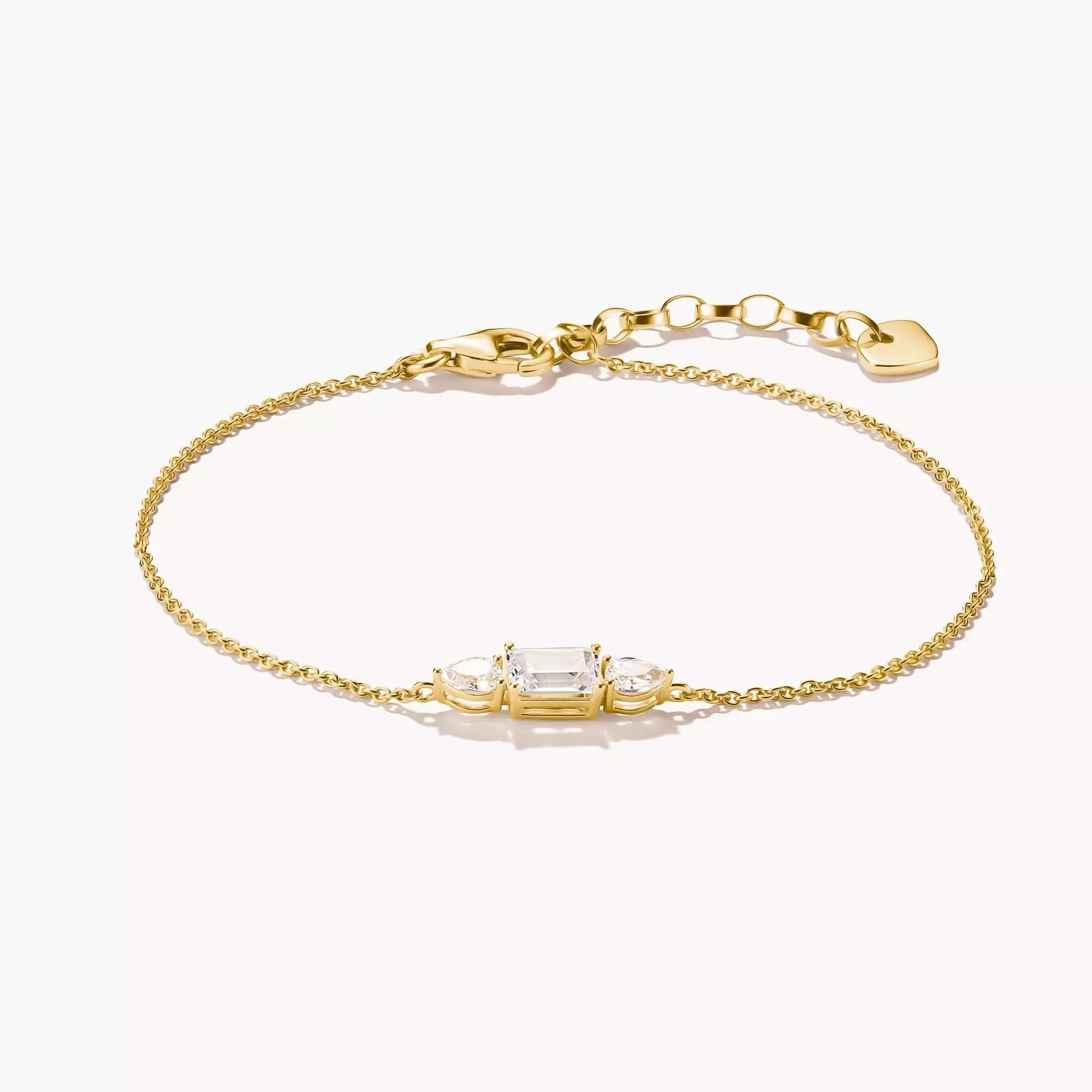 Bracelet femme doré avec pierres de zircon et fermoir
