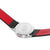 Damenuhr mit Gehäuse-Rückseite und rotem Lederarmband, sichtbare Gravur