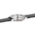Mondaine Classic Herrenuhr im Seitenprofil mit schwarzem Armband und silbernem Gehäuse