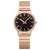 Mondaine Damenuhr mit schwarzem Zifferblatt und Roségoldfarbenem Metallarmband