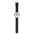 Mondaine Classic Uhr mit schwarzem Lederarmband und sichtbaren Anpassungs-Lochreihen