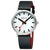 Herrenuhr mit weißem Ziffernblatt, schwarzem Lederarmband und roter Innenseite