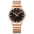 Mondaine Herrenuhr mit schwarzem Zifferblatt und roségoldfarbenem Metallarmband